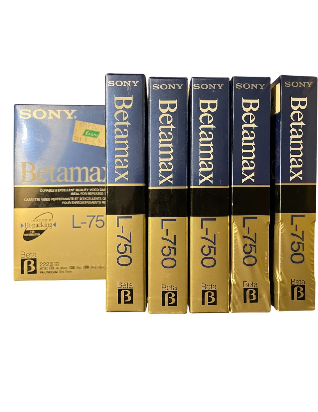 6 Sony Betamax Blank Tapes Sealed 