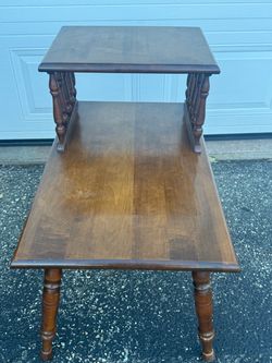 2-Tier Rectangular Wood End/Side Table, Brown Medium Wood Tone