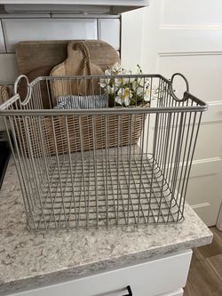 Large Gray Metal Wire Storage Basket