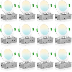 Brand New Led Recessed Lighting 6 Inch Dimmable 5 CCT 12 Pack, Dimmable Recessed Lights 2700K/3000K/3500K/4000K/5000K Ultra-Thin Led Recessed Lighting