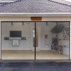 Garage Screen Doors for 1 car garage-8x7FT Fiberglass 1400g/3.1lb Durable Heavy Duty Magnetic Garage Door Screen Retractable Hands Free with 4 Roll Up