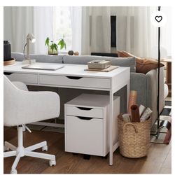 White Desk W Drawers 