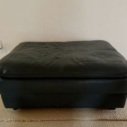 Green Leather Ottoman 
