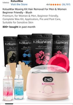 KoluaWax Waxing Kit Hair Removal For Men & Women Beginner Friendly - Blush Premium, for Women & Men, Beginner Friendly, Complete Wax Kit, Applicators,