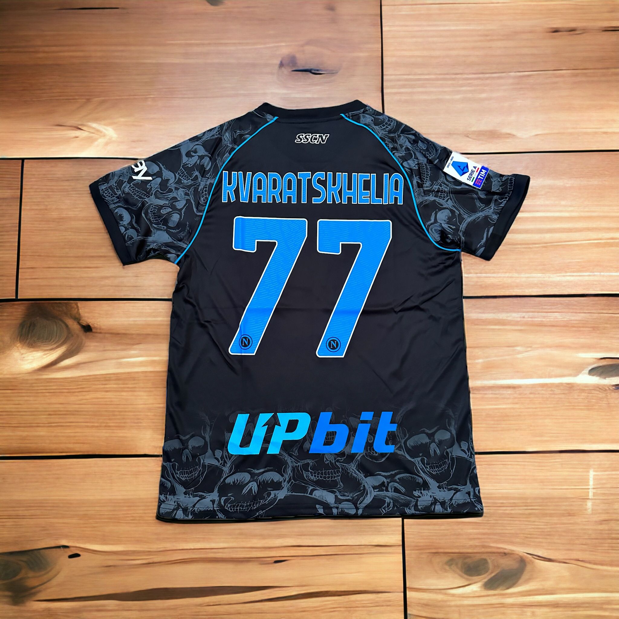 Napoli Calcio 23/24 Khvicha Kvaratskhelia #77 Caravel Soccer Jersey Black Men