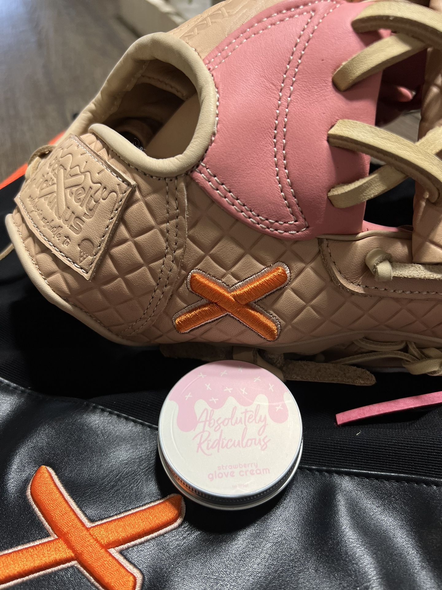 Absolutely Ridiculous Custom Strawberry Ice Cream Waffle Cone Baseball Glove!! 11.75”!
