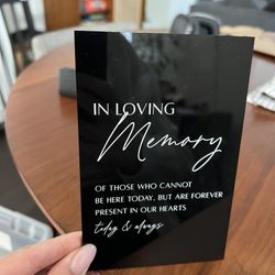 Small Acrylic Sign - In Loving Memory