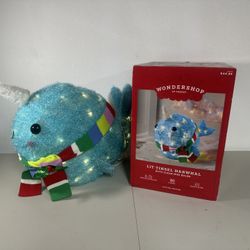 Wondershop at TARGET 16" Tall Lit Tinsel NARWHAL Whale Christmas Yard Decoration