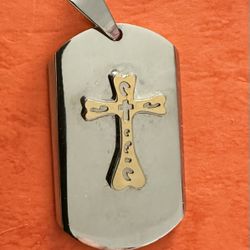 Stainless Steel Two Tone Cross Pendant