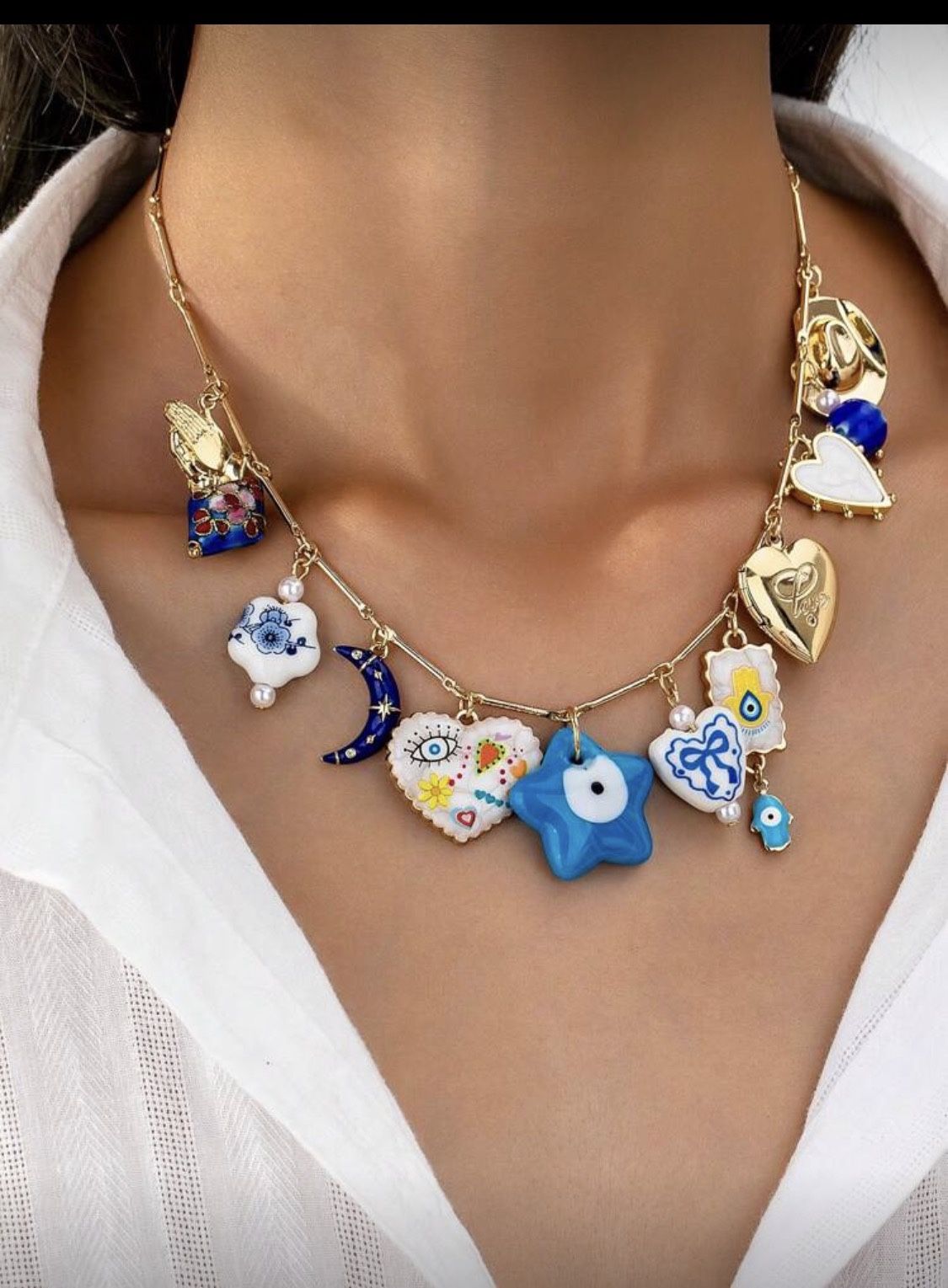 Women’s Evil Eye 🧿 Multi charm Necklace