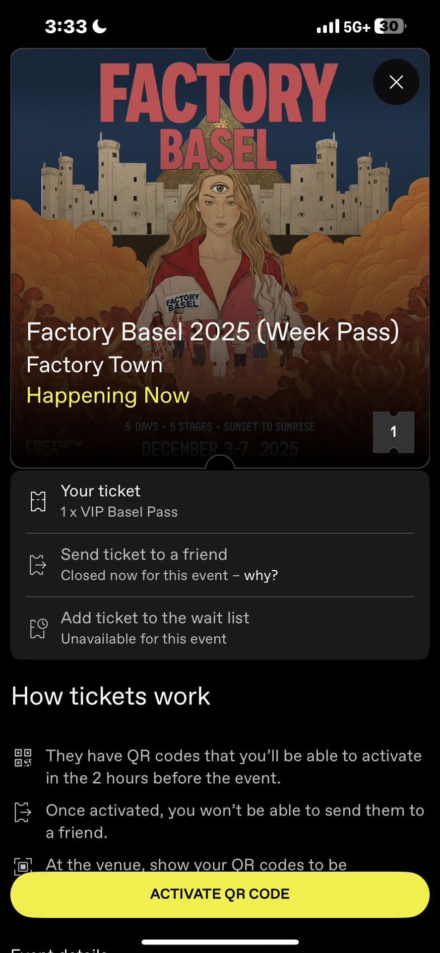 Factory Basel 5 Day VIP Pass