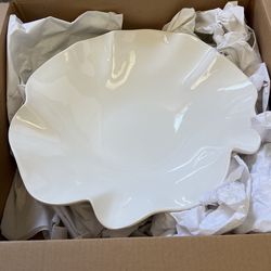 White Ruffle 15" Large Bowl New - Crate & Barrel