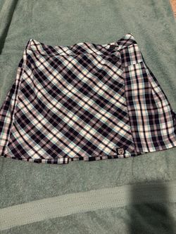 Justice Girls XL 16/18 Blue & White Checkered Skirt with Built-In Shorts