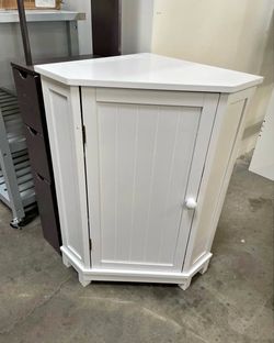 Assembled New Corner Storage Cabinet with Adjustable Shelves Space-Saving Free-Standing