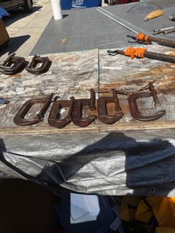 Vtg Lot of made in USA Steel C-Clamps 2-4” 3-3” Jorgensen Clamp Co OBO