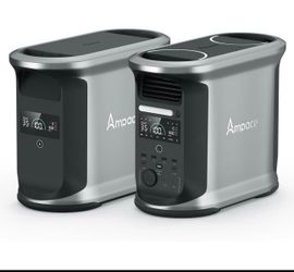 AMPACE 2924Wh Power Station, Andes 1500 with 1*Extra Battery, 2400W(Surge 3600W) AC Output Solar Generator for Home Power Backup, Outdoor & Home Batte