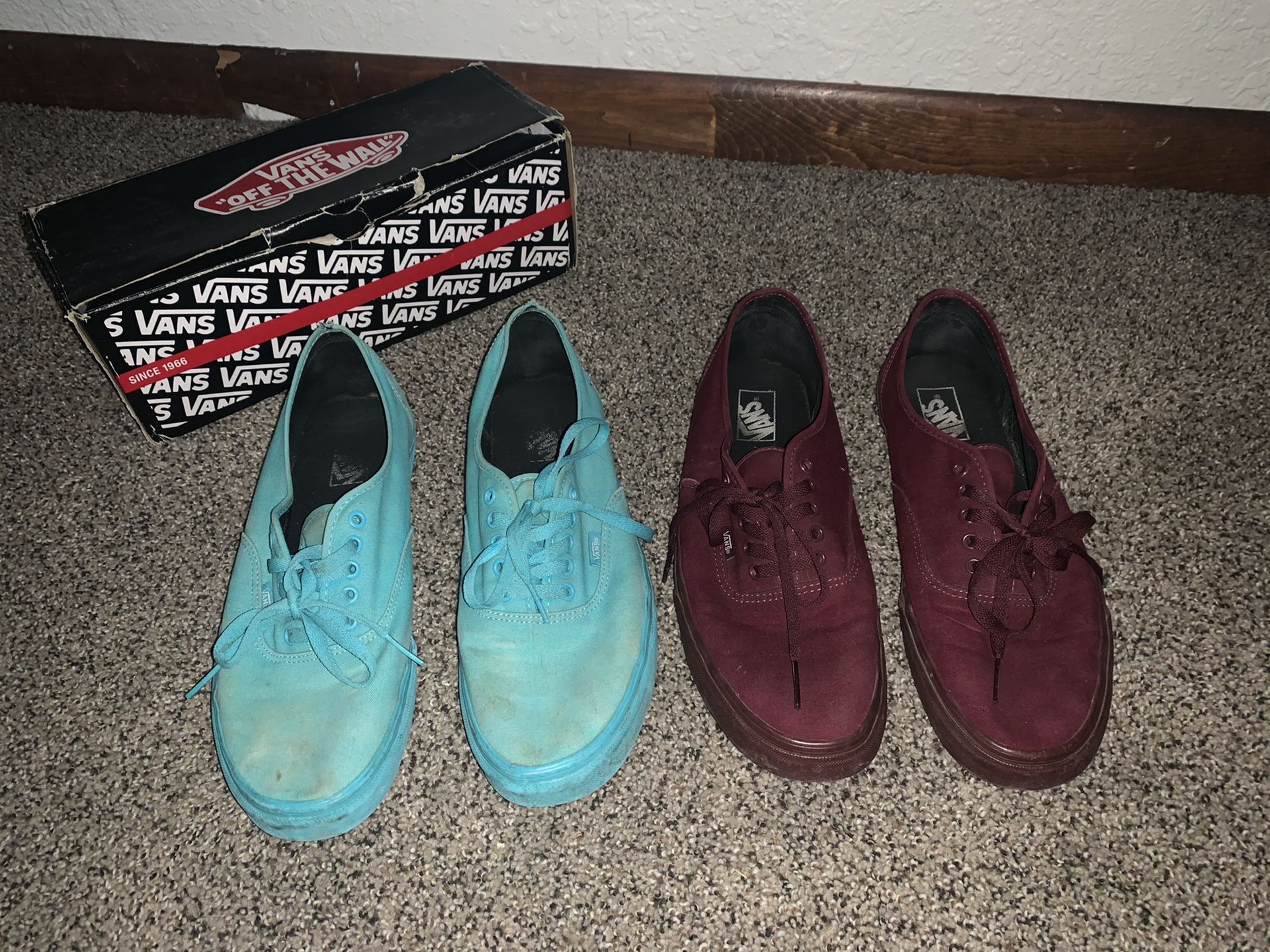 Authentic Teal and Maroon Vans (Size 13) $30