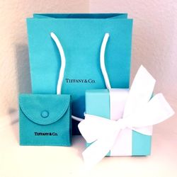 Authentic Tiffany & Co Gift Bag (small), Box, & Square Pouch 