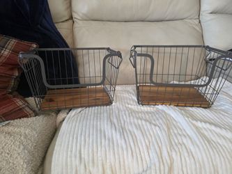 Metal bins with wood bottom x 2