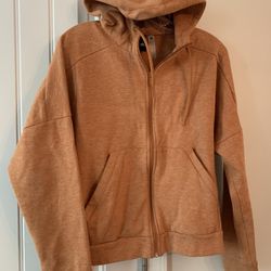 Adidas Women’s orange zip up hooded sweatshirt hoodie w pocket size Large