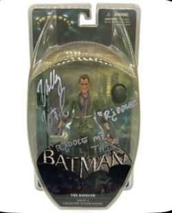 Wally Wingert Signed Arkham City Riddler Action Figure Autograph JSA COA