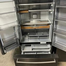 Black Stainless Counterdepth KitchenAid Woodgrain Fridge