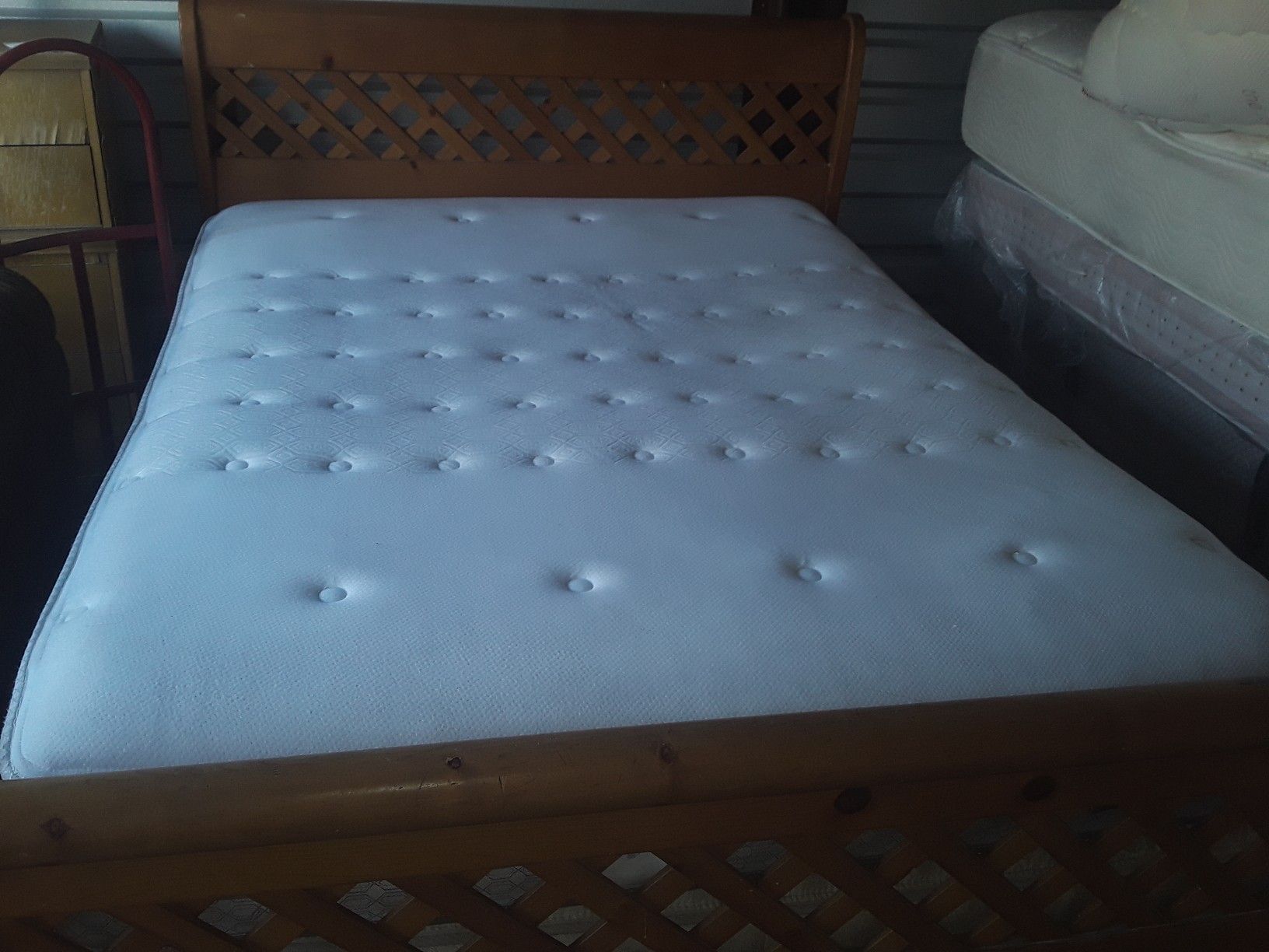 Queen Bed Frame with Sealy Mattress