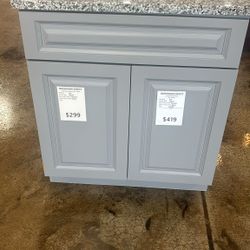 Grey Raised Panel Bathroom Vanity