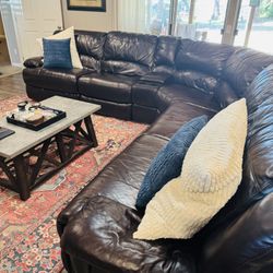 Quality Leather Sectional With Recliners