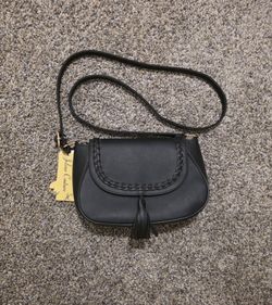 Jolene Couture Black Crossbody Shoulder Bag Braided Tassel NWT