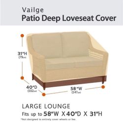 2-seater loveseat patio cover, Deep, Small , 42"D x 60"W x 30"H, ( VAILGE) NEW