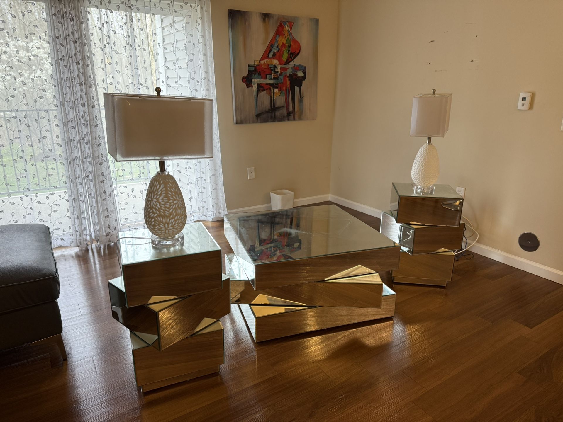 Mirrored Coffee Table And End Tables
