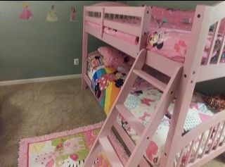 Brand New Twin Size Pink Wood Bunk Bed (New In Box)