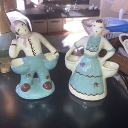 50s Dutch Boy Girl Planters 