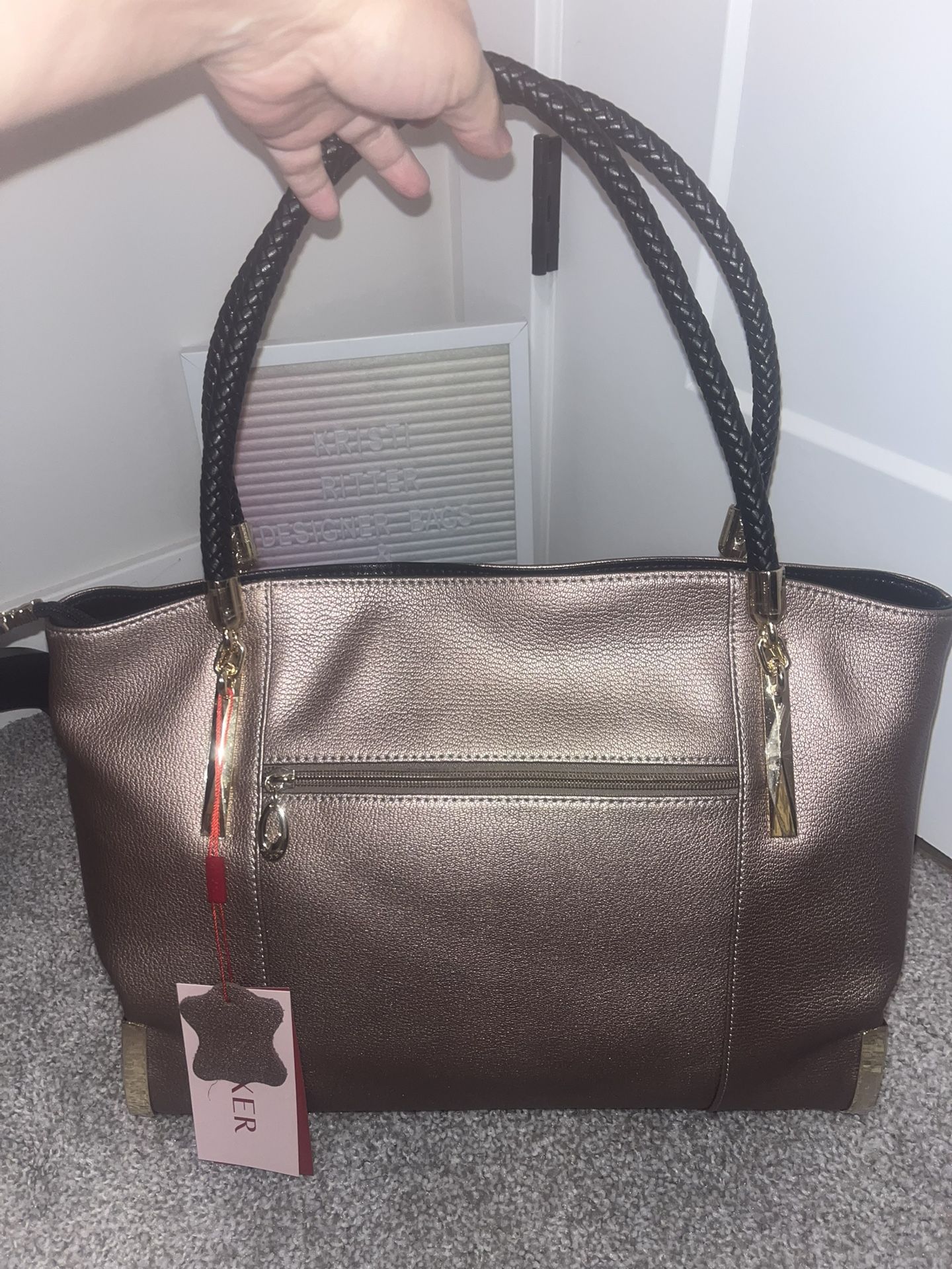 NWT Foxer Bronze Leather Bag