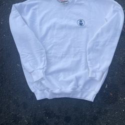 white Hanes crewneck sweatshirt (palm Beach)