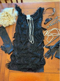 LOT Adult Flapper Dress Costume Wig Accessories ALL FOR