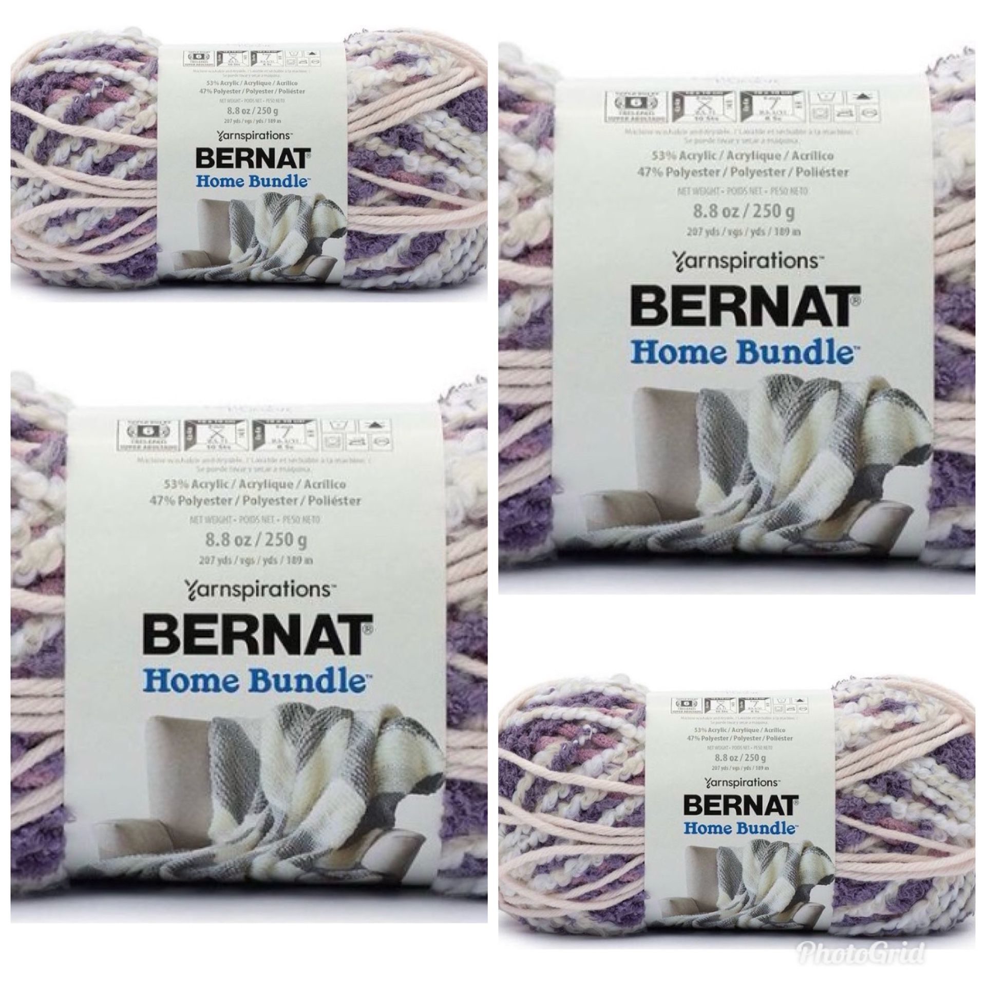 4 x 8.8 oz skeins of Bernat Home Bundle yarn in chalky mauve. Knit. Crochet. Craft.