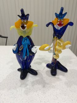 Murano - Pair of Vintage Art Glass Clowns Figurines