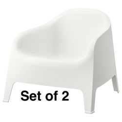 IKEA SKARPÖ White Outdoor Stackable Patio Chairs - Set of 2 - Brand New