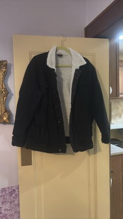 Nice Plaque Denim Shearling Coat