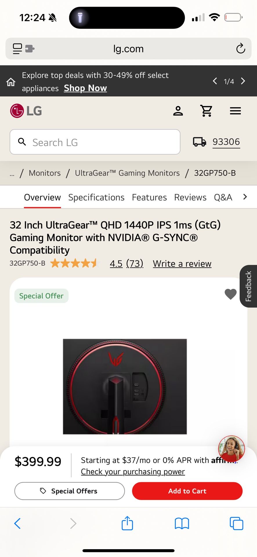 LG ultra gear 32 inch Gaming Monitor Model: 32GN63T