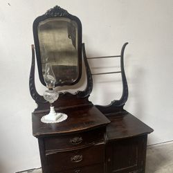 Antique Oak Commode Dresser Wash Stand 