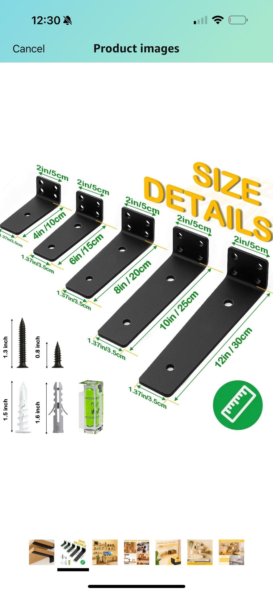 Floating Shelf Bracket 10 Inch of 6 Pack Heavy Duty Shelf Brackets Brackets for Shelves Black Coated Metal L Bracket Wall Shelf Support DIY Brackets w
