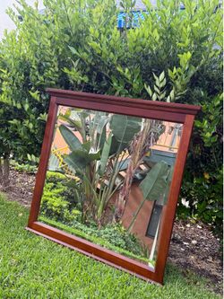 Real wood mirror for dresser or credenza
