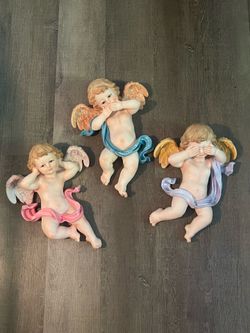 12-inch cherub angel wall decor plaques set