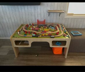Kids Wooden Train Set Activity Table