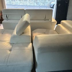 Sectional White Faux Leather Sofa $350
