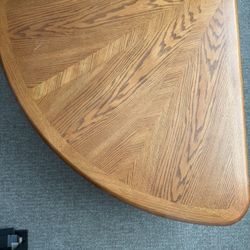 44” Oak Corner Table On Wheels 