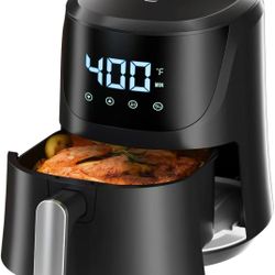4.2 QT Air Fryer Oven Cooker with Temperature and Time Control Dishwasher Non-stick Basket LED Digital Touch Screen Stainless Steel Tray (Black-Digita